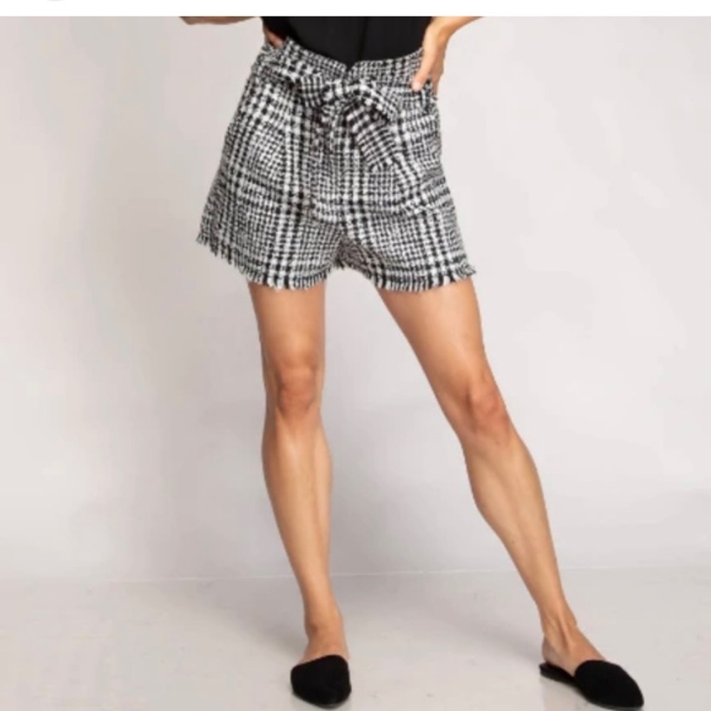Naked zebra houndstooth print high waisted frayed hem shorts S